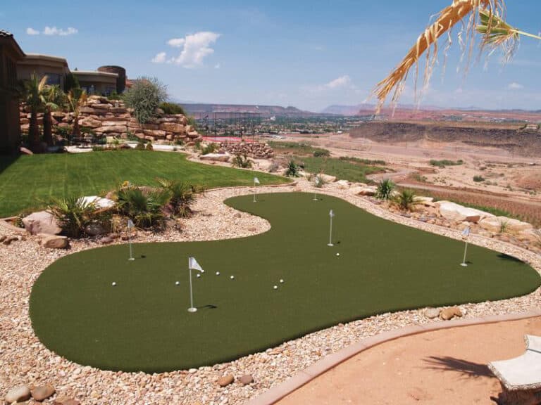 A golf course that uses turf