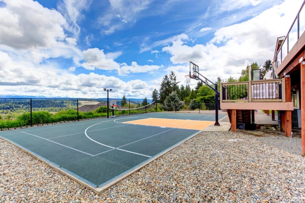 Beautiful backyard basketball court